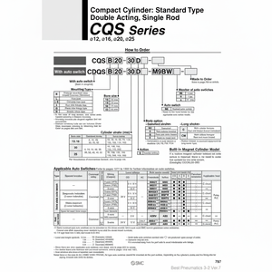 SMC Pneumatics Cylindre Compact CQSB16-15D Pièce Pneumatique de Haute Qualité - Product Image 1