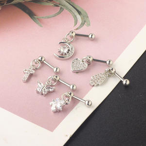 ヨーロッパアメリカの流行のチタン鋼耳骨ネイルイヤリングラブジルコン金メッキステンレス鋼ダイヤモンドEBay - Product Image 2