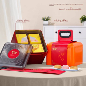 กล่องดีบุกใส่ขนมอบคริสต์มาสทรงสี่เหลี่ยมกล่องขนมไหว้พระจันทร์ใหม่กล่องขนมไหว้พระจันทร์โลหะเกรดอาหารสไตล์ทิน - Product Image 4