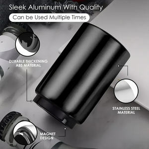 Ensemble d'ouvre-bouteilles magnétiques portables à poussoir, en acier inoxydable, noir et irisé, marque DB, design rond moderne, lot de 2 - Product Image 5