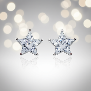 Orecchini a Perno con Stella in Cristallo e Oro Bianco, Montatura in Argento 925, Gioielli da Donna per Uso Quotidiano - Product Image 2