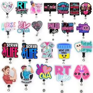 Lailina Mix Style Medical Series Nurse LPN CNA RT RN Nursing Student Badge Reel For Nurse Accessories Scrub Life Badge Holder