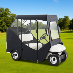 Cubierta para Carro de Golf Eléctrico DB, de Poliéster 600D, 4 Lados, para 2 Pasajeros, con Ventanas Transparentes, Negra, 58x36x58 Pulgadas - Product Image 2