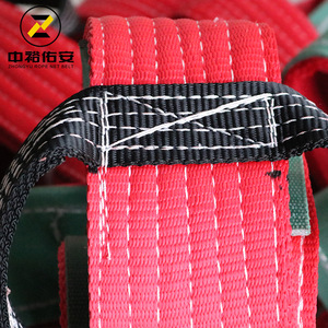 Sangle de levage plate en polyester de 8 mm d'épaisseur avec œillets pour le levage du verre, modèle ZY-B-3316, de la marque Zhongyu Rope Net Belt. - Product Image 2