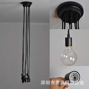 โคมไฟระย้าหลายหัวสไตล์อุตสาหกรรม แหล่งกำเนิดแสง LED 6 หลอดสำหรับห้องนั่งเล่นห้องนอนโคมไฟเพดาน - Product Image 4