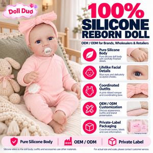 Muñeca Reborn de Silicona de Cuerpo Completo de 18 Pulgadas, Personalizada, con Mameluco Rosa de Punto y Chupete, Regalo de Navidad Personalizado, Juguete Suave para Niños - Product Image 1