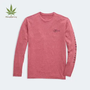 Camiseta de algodón orgánico con estampado para hombre, camiseta de manga larga, camiseta ecológica Natural, 100% algodón