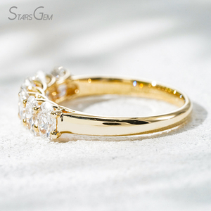 แหวนเพชรทรงรี 2.5*3.5 มม. แหวนเพชรทรงรีแบบ Eternity แหวนแต่งงานทองคำแท้ 10k ประดับเพชรแล็บ - Product Image 3