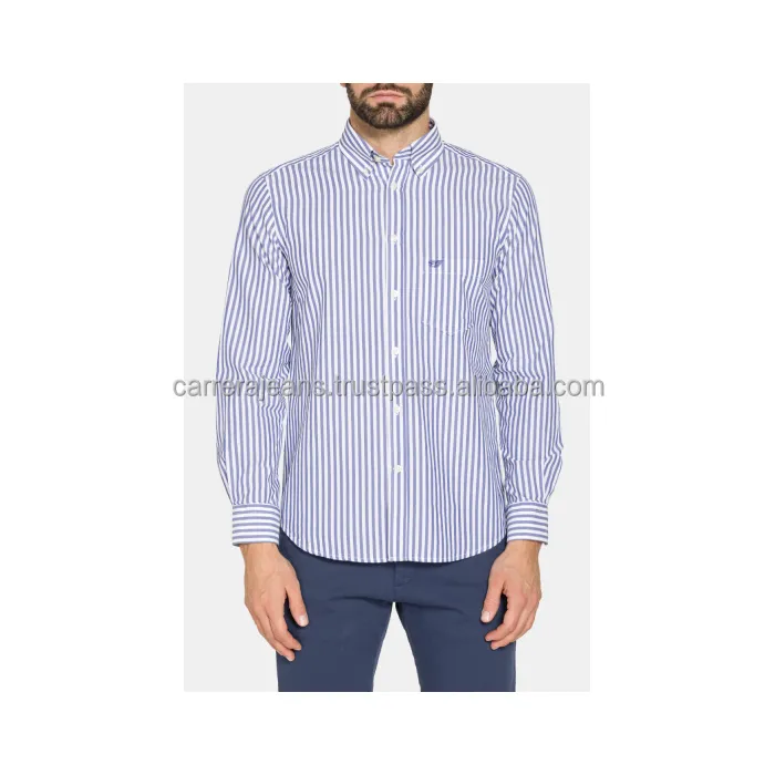 Made in Italy multiline clothes for men long sleeves shirt fashion v neck men's shirts casual