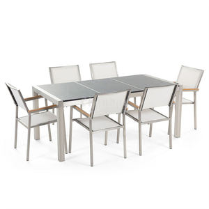 स्टेनलेस स्टील आउटडोर पैटियो गार्डन डाइनिंग टेबल और कुर्सी फर्नीचर सेट - Product Image 3