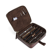 Boîte de rangement vintage en cuir Crazy Horse pour bracelets de montre, étui de voyage personnalisé pour organiser et présenter les bracelets de montre, avec espace pour outils.