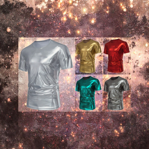 Haut de scène doré pour homme, mode estivale, manches longues, col en V, style Hip Hop Disco, pour soirée et boîte de nuit, design uni brillant, respirant - Product Image 2