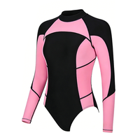 Grosir OEM Custom Wanita Baju Selam Bikini Lengan Panjang Satu Potong Neoprena Surfing Berenang Menyelam Ukuran Besar Tebal 2.0mm