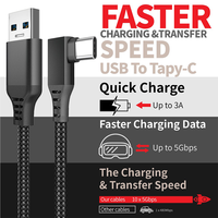 Câble VR Link USB-A vers USB-C 90 °   Connecteur Type-C, transfert de données et charge à 5 Gbps, compatible avec Quest 2 et SteamVR