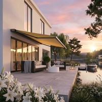 Auvent rétractable motorisé avec télécommande, tissu résistant aux intempéries pour villa, balcon, protection solaire commerciale