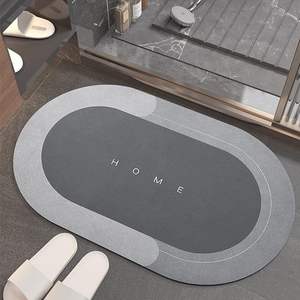 Tapis de bain en diatomite super absorbant, doux et confortable, antidérapant, en PVC, pour sol de toilette, tapis de douche, tapis de salle de bain et ensembles - Product Image 2