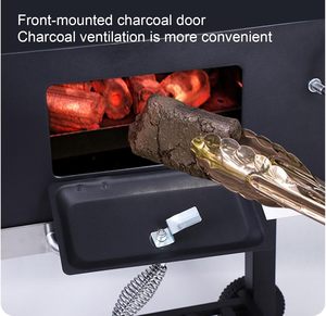 Backyard Outdoor Kitchen Barbecue Smoker Large <b>Trolley</b> Garden Party Black Flambe <b>Trolley</b> Bbq Charcoal Grill Carbon Steel - Product Image 6