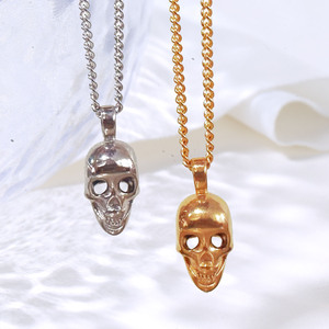 Bijoux sans nickel en acier inoxydable plaqué or 18 carats collier pendentif personnalisé pour hommes femmes 20mm collier pendentif crâne rétro - Product Image 1