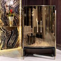 Armoire à miroir Art déco de luxe une pièce glamour moderne avec façade de miroir associée à une armoire à vin de luxe moderne