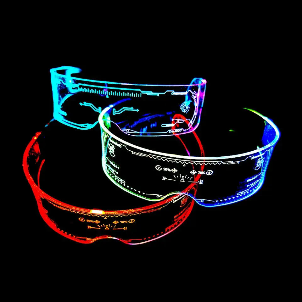 PT en Stock vente chaude jouets lumineux fête lumière LED lunettes de fête brillant drôle lunettes fête lumière LED lunettes