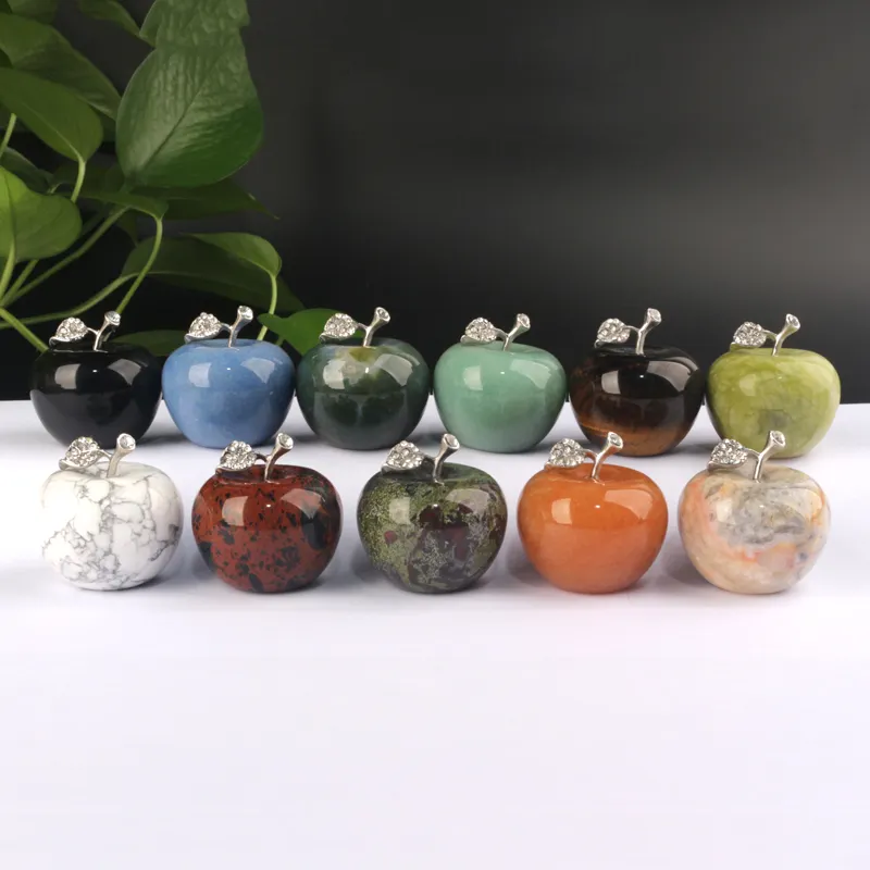 Wholesale natural gem hot selling healing quartz stone carving crystal apple for gift