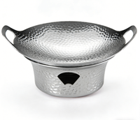 Zunke OEM Réchaud à alcool coupe-vent en acier inoxydable isolé pour buffet, ensemble de luxe pour restaurant chinois, chauffe-plats et fondue