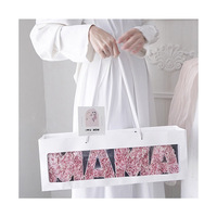 AM-GPC16 Ammy Boîte cadeau rectangulaire transparente avec fenêtre pour fleurs de savon, boîte cadeau pour lettres, boîte à fleurs préservées pour la Fête des Mères, sac cadeau