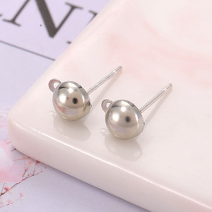 Postes Redondos de Plata S925 con Tapa para Fabricación de Pendientes, Accesorios de Joyería Metálica, Color Blanco KKC Dorado - Product Image 4