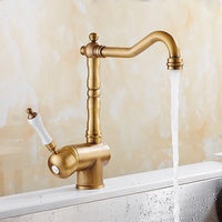 Robinet d'évier de cuisine rotatif en laiton Antique européen, eau chaude et froide de haute qualité, montage sur pont à 360 degrés