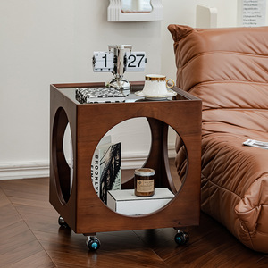 Dreamhause-Table d'Appoint Rétro <span class=keywords><strong>Vintage</strong></span> en <span class=keywords><strong>Bois</strong></span> Massif, Mobilier de Salon et de Chambre à Coucher, Petite Table pour Canapé - Product Image 2