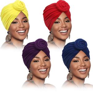 Lot de 5 turbans africains ethniques en satin de soie pour femmes, bonnets <span class=keywords><strong>chimio</strong></span> pour perte de cheveux, chapeaux d'<span class=keywords><strong>hiver</strong></span> pour fêtes, pré-tricotés et ajustables - Product Image 3