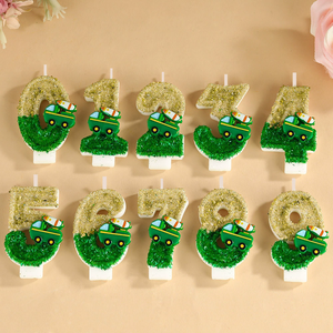 Vela de Cumpleaños con Número, Camión Verde de Dibujos Animados, Vela Brillante para Pastel, Decoración para Fiesta de Cumpleaños de Niños - Product Image 1