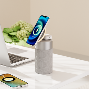 Gadgets de bureau pour un style de vie intelligent, haut-parleur Bluetooth avec chargeur sans fil magnétique pour téléphone portable/écouteurs, lumière nocturne tamisable confortable - Product Image 1
