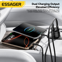 Chargeur de voiture USB Type C à double port ESSAGER ES-CC19 avec affichage numérique PD3.0 PPS 12V 24V 140W pour une charge rapide du téléphone