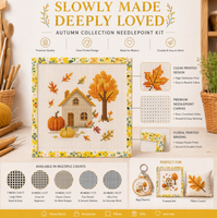 Kit de broderie sur toile personnalisé pour l'automne avec fil, toile large de qualité supérieure, tissu vierge pour artisanat, broderie et point de croix
