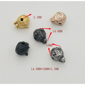 Perle d'espacement tête de loup en acier inoxydable plaqué argent 925 pour la fabrication de bracelets, apprêts de bijoux, forme irrégulière, accessoires DIY - Product Image 2