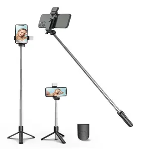 2024 Extended Long Wireless Control Portable Selfie Stick H1S Tripod Selfie Stick With Led Fill Light Ring Light Selfie Stick