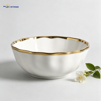 Service de table en porcelaine à bord doré, 20 pièces, jetable, résistant à la chaleur, compatible lave-vaisselle, style européen, kit d'ustensiles, pour la remise des diplômes