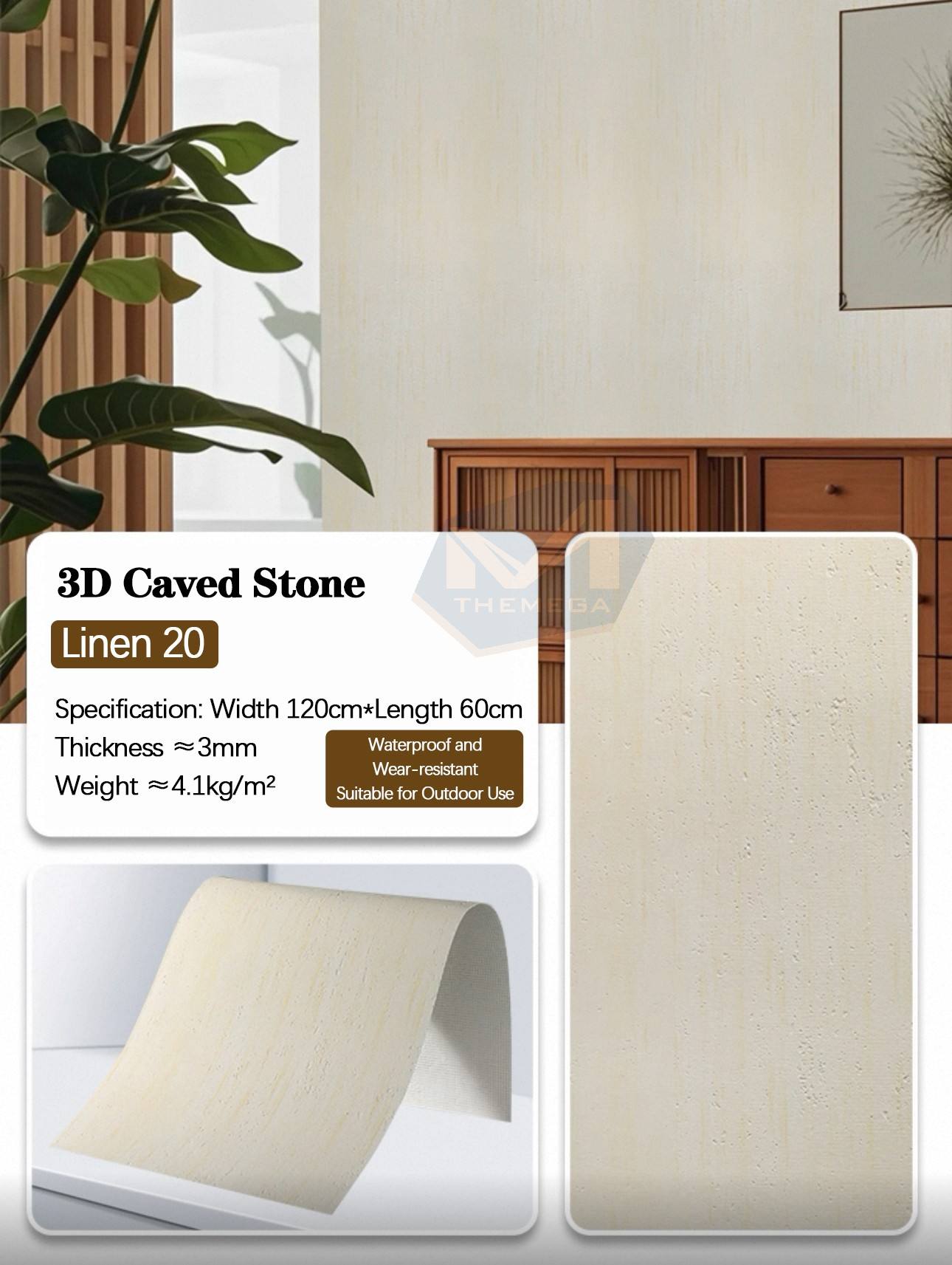 Travertin 3D (Motif de ligne 20)