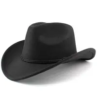 Vrouwen Mannen Western Cowboy Hoed Voor Gentleman Lady Winter Jazz Cowgirl Met Lederen Cloche Kerk Sombrero Voelde Caps