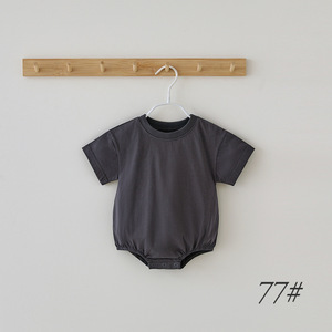 Romper de Bebé de Algodón Tejido con Hombros Caídos y Manga Corta Liso para Niñas al por Mayor - Product Image 2