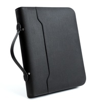 Carpeta de documentos multifuncional A4 en stock, de cuero PU, diseño de hojas sueltas, con cremallera, maletín de oficina/negocios, portafolio para gerentes