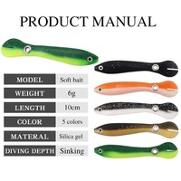 Leurre souple de pêche 10cm 6g, simulation de vers de terre et de loche, leurres bioniques nageurs pour la pêche au bar