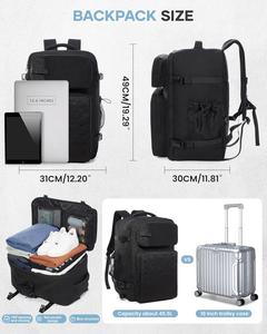 Sac à dos de voyage tactique en denim, approuvé pour le transport en cabine, avec compression, grande capacité, bretelles épaisses, noir - Product Image 5