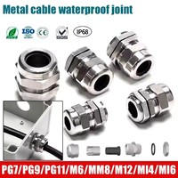 Presse-étoupe IP68 PG9 PG7 PG11 M6 M8 M10 M12 pour câble de 1-14 mm, en acier inoxydable, étanche, connecteur de presse-étoupe métallique