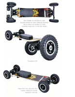 Planche Électrique Motorisée Tout-Terrain de Sport, Longboard Volant 800W avec Moteur, Patin Électrique 4x4 40km pour Adulte