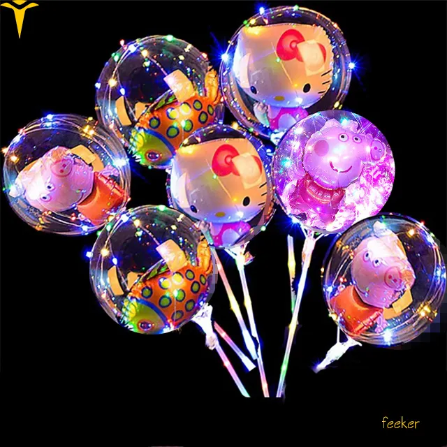 Ballon LED en forme de Bobo, 24 pouces, léger, dessin animé, bon marché, décoration pour fête de noël, mariage