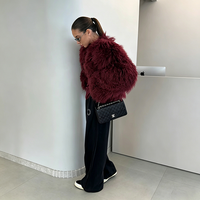 Manteau court en fausse fourrure de Mongolie pour femme, chaud, luxueux, décontracté, veste d'hiver