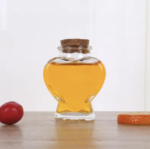 Venta al por mayor en forma de corazón transparente caramelo deseando botella Mini luna de miel vacía tarro de vidrio tapa de corcho de alta calidad para la cocina de la escuela trasera - Product Image 5