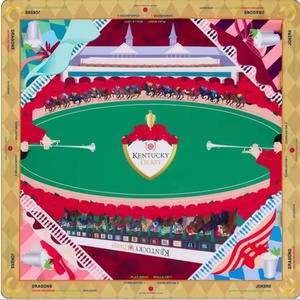 Tapete de Mahjong Clásico de Lujo G, Azul con Rejilla Rosa, Tela de Microfibra, Plegable, Portátil, Resistente al Agua, Ecológico y Duradero - Product Image 5